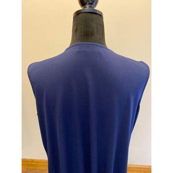 Kasper Womens Blouse Sleeveless Top Navy Size XL + Stretch Keyhole Pleated Frnt - Picture 6 of 10